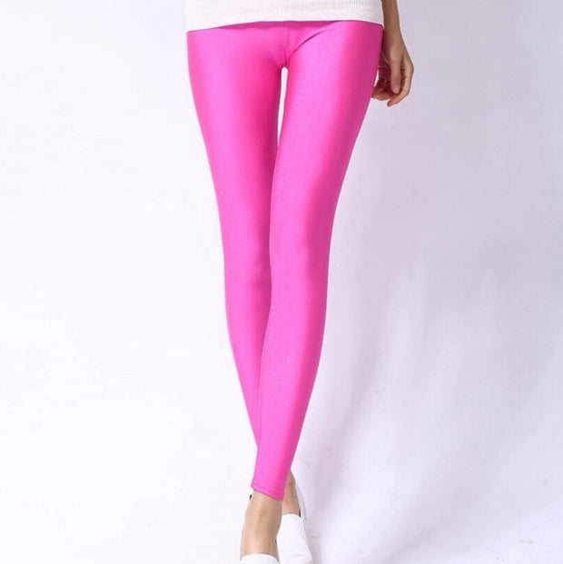 Shiny Fluorescent Spandex Leggings - WREN