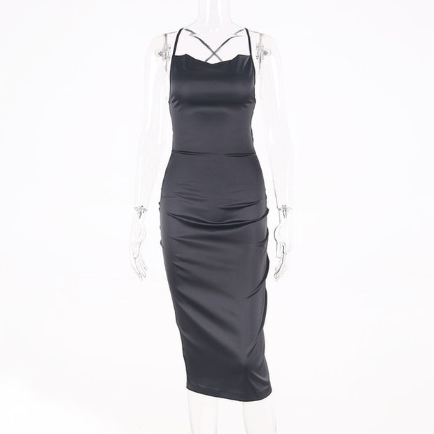 Sexy Club Sleeveless Midi Dress - WREN