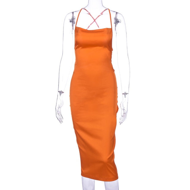 Sexy Club Sleeveless Midi Dress - WREN